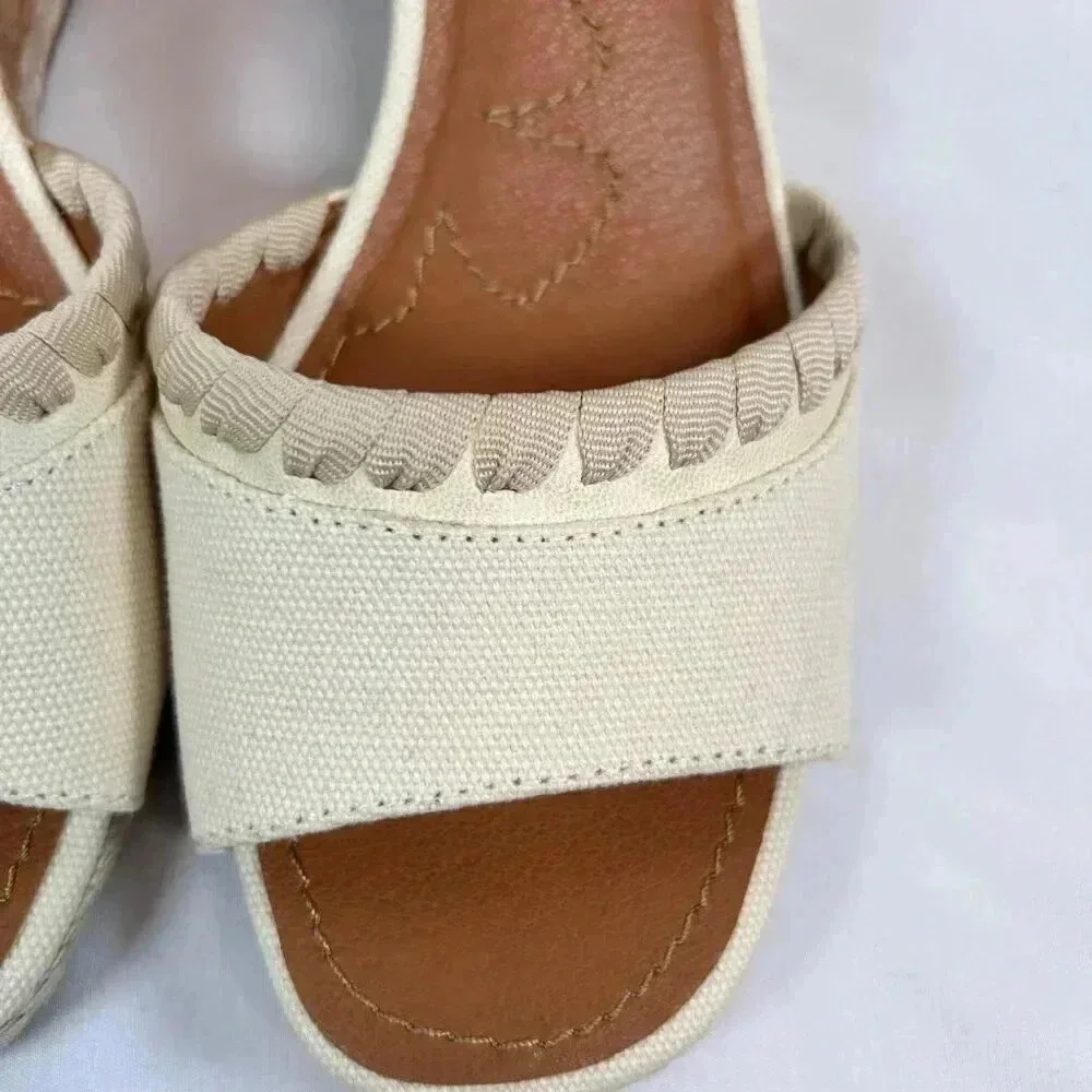 Lucky Brand Size 9.5 Espadrille Platform Sandal Ivory Cork Party